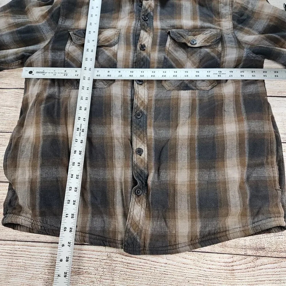 Boston Trader Flannel Jacket With Fleece Lining Men Size Large Brown